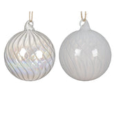 Decoris Glass Bauble with Swirls 10cm - Transparent/ Iris (2 Assorted)